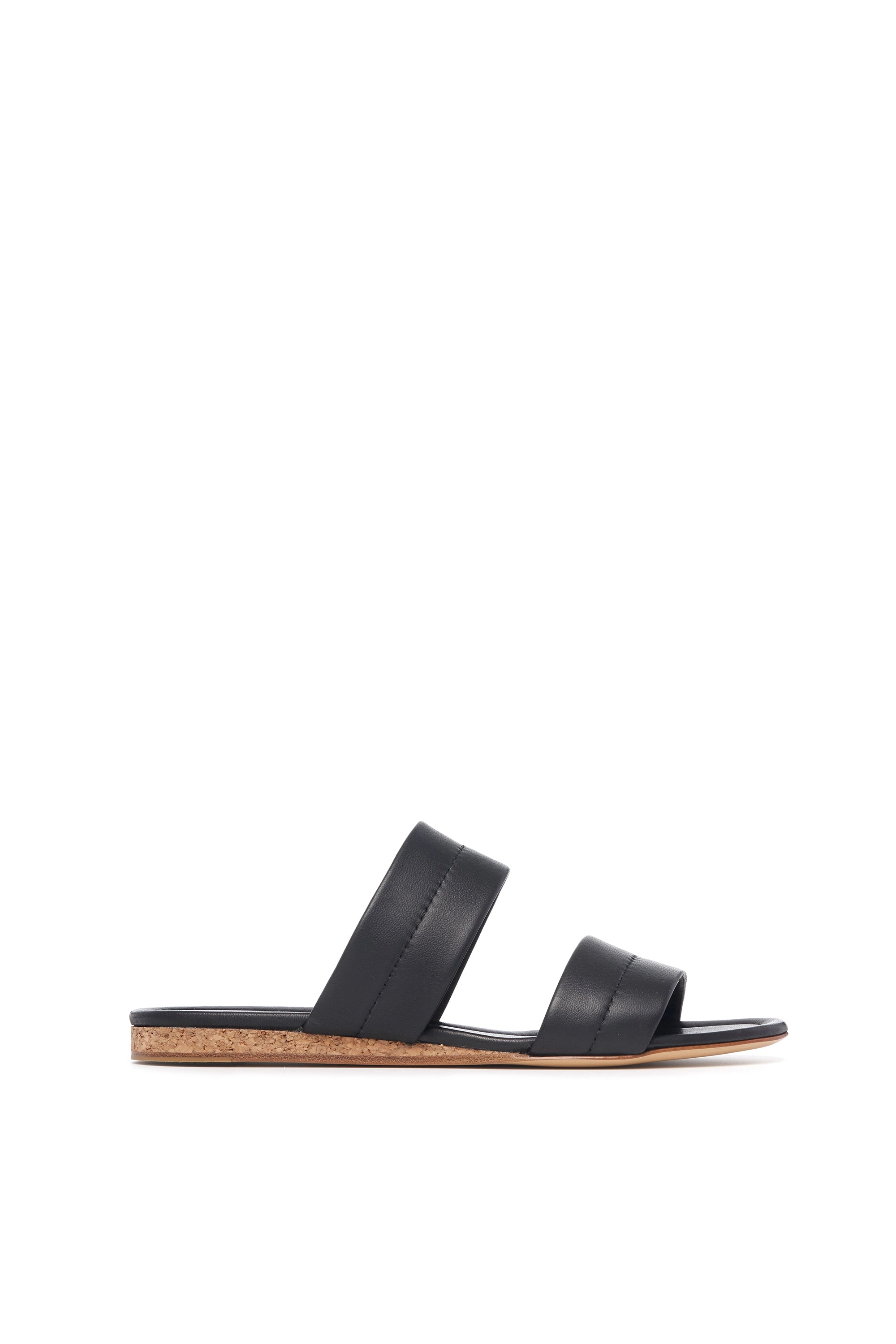 Lora Flat Sandal in Black Leather