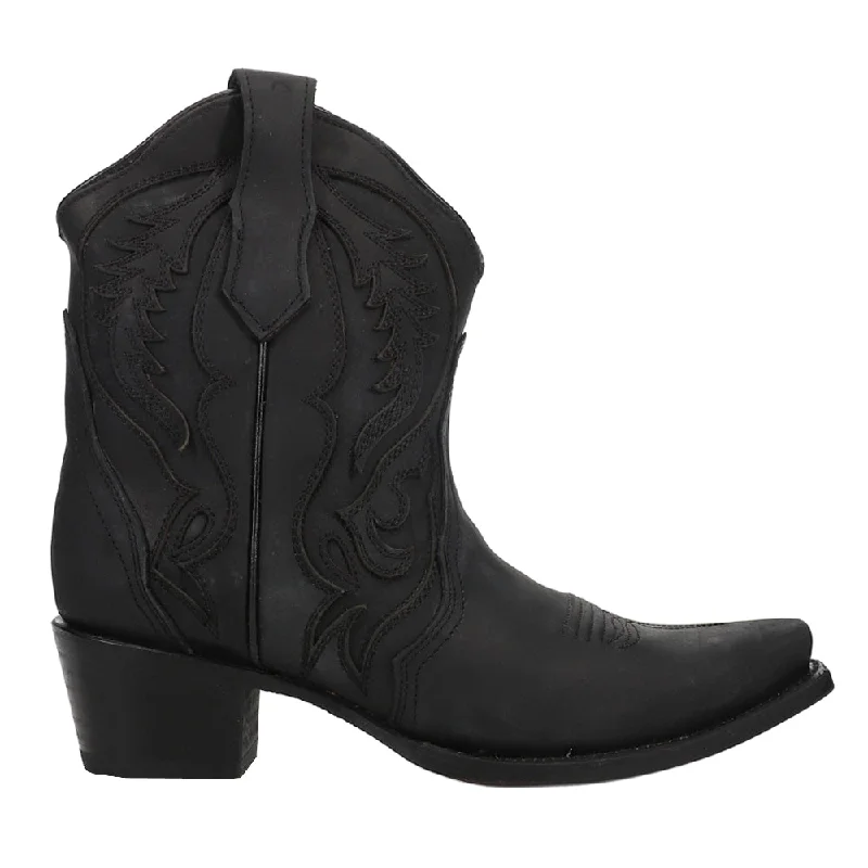 Embroidered And Inlay Ankle Snip Toe Cowboy Booties