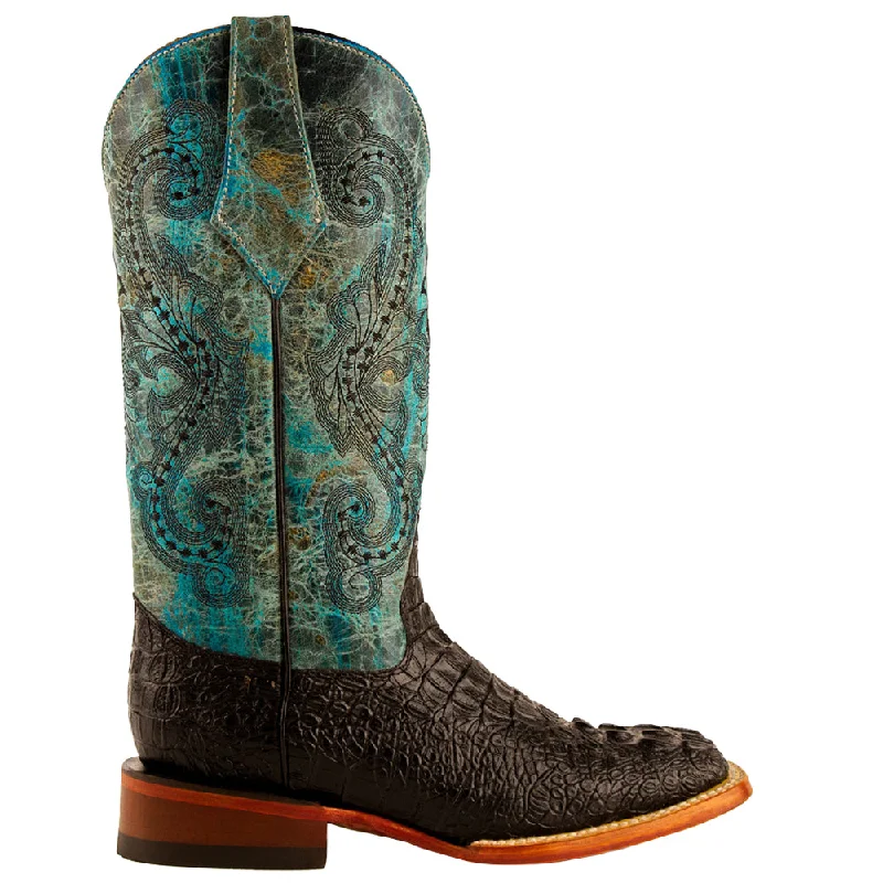 Stampede Crocodile Embroidered Square Toe Cowboy Boots