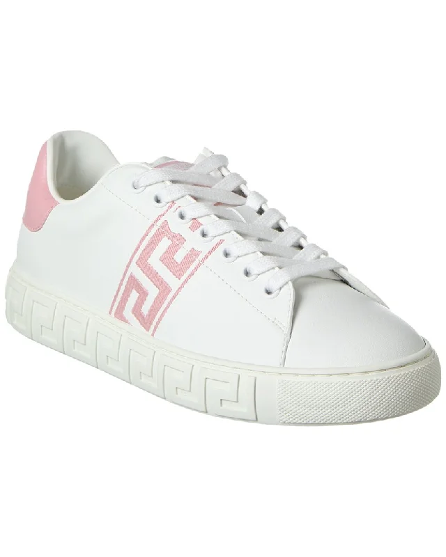 Versace Embroidered Greca Leather Sneaker