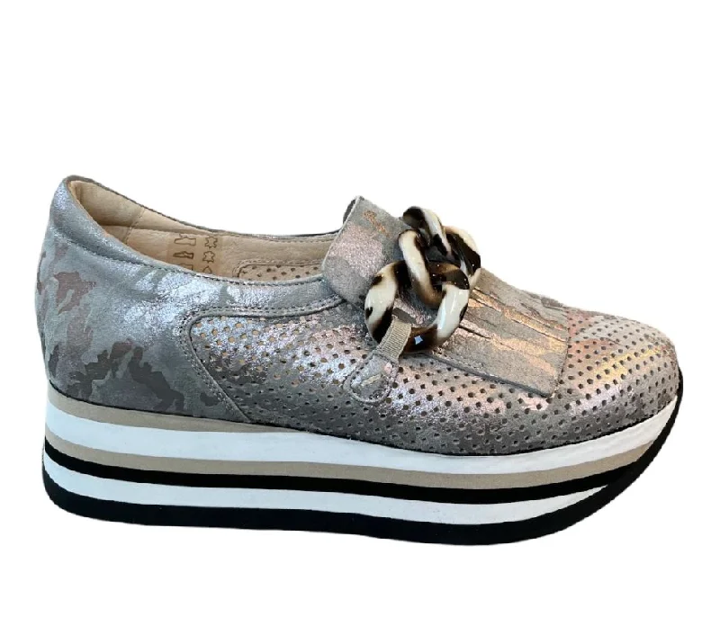 SOFTWAVES SLIP-ON WEDGE SNEAKER - METALLIC COMBO - 778081MET