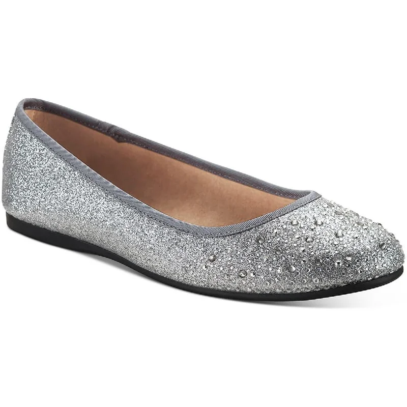 Style & Co. Womens Angelyn Glitter Slip-On Ballet Flats